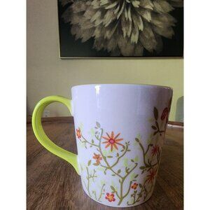 2007 Starbucks Spring Floral White/Green Flowers & Butterflies Mug 12oz